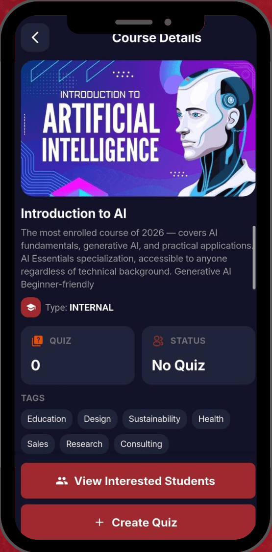 Ventuera courses screen
