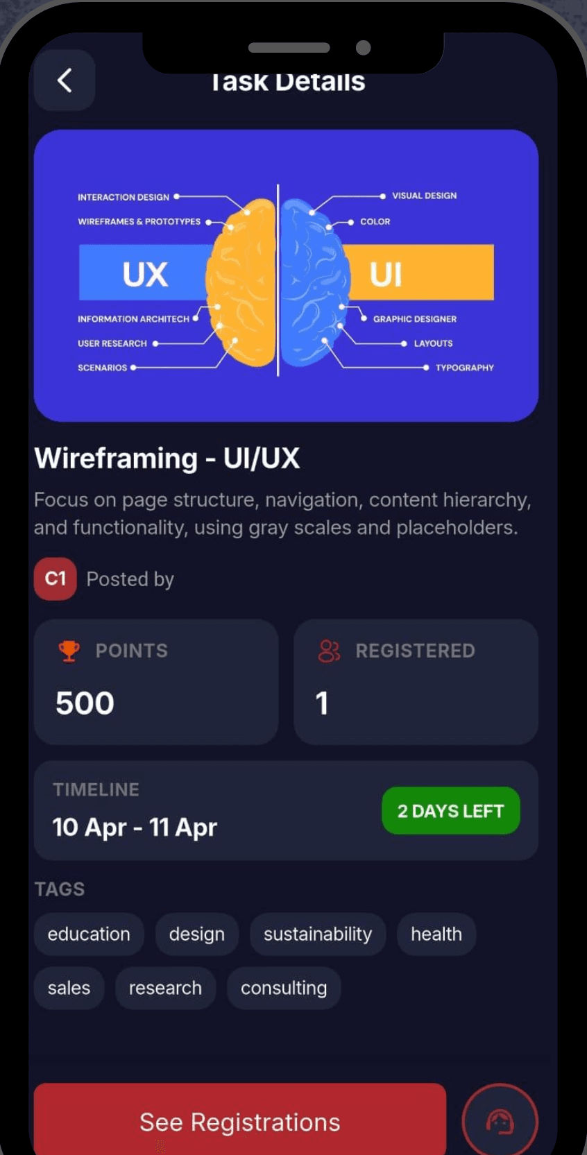 Ventuera app — task details